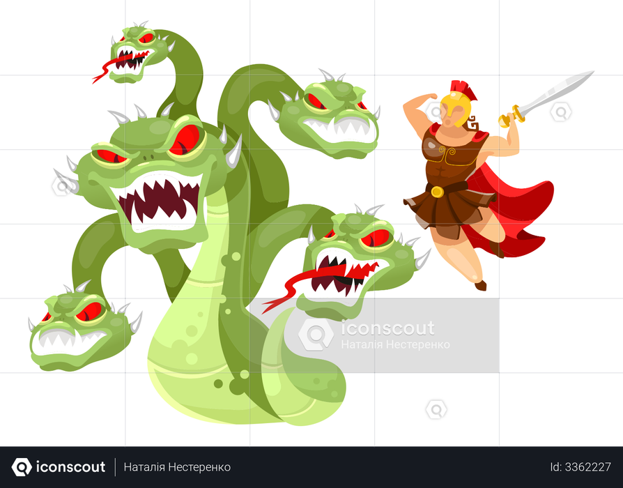 Hydra and Hercules Illustration