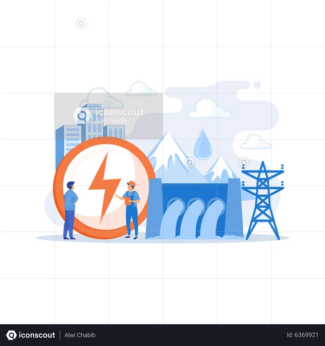 Hydropower electricity  Illustration