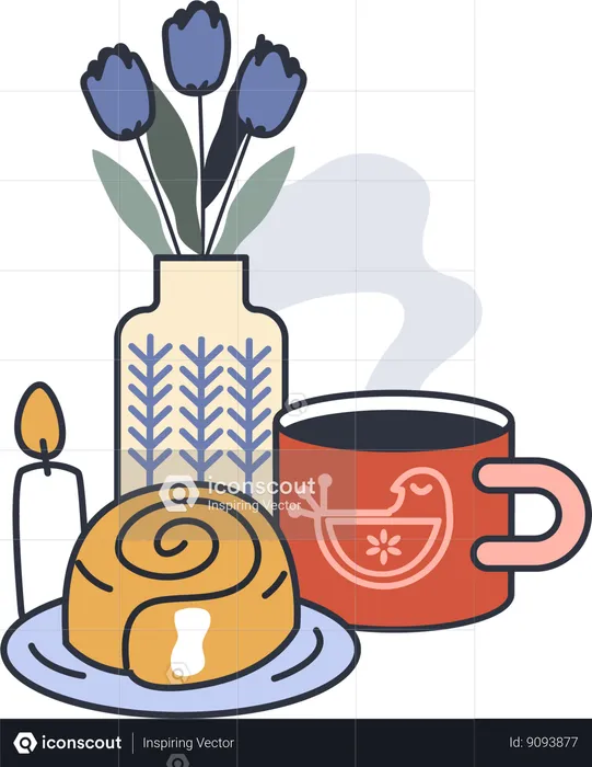 Hygge food on table  Illustration
