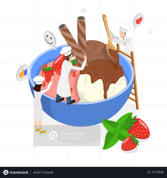 Ice Cream, Production and Selling  Illustration
