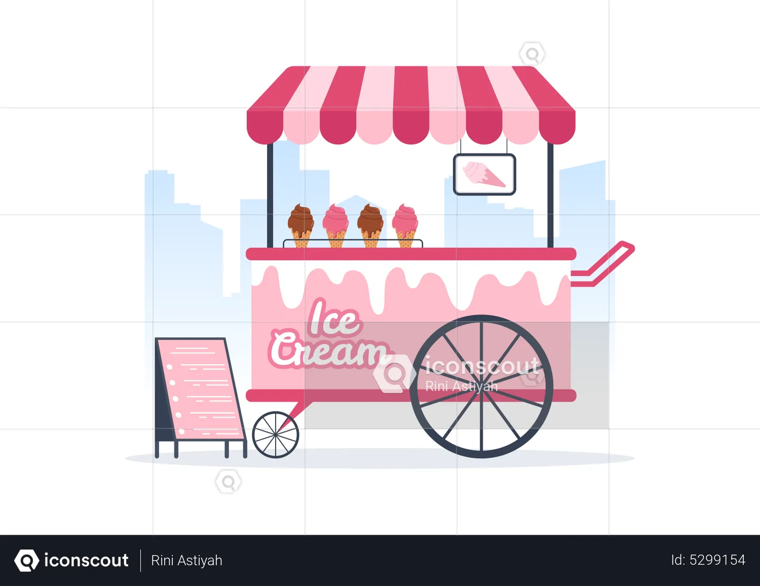 Ice Cream Stoll Illustration - Free Download Food & Drink Illustrations ...