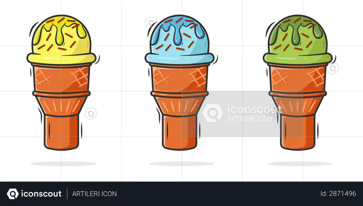 Ice cream with a cone  Illustration