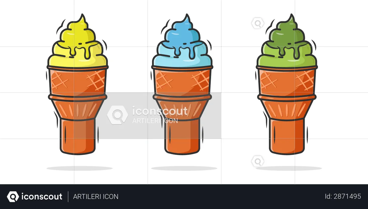 Ice cream with a cone  Illustration