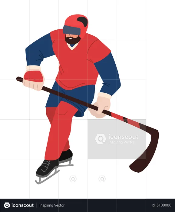 Ice hockey player with stick  Illustration