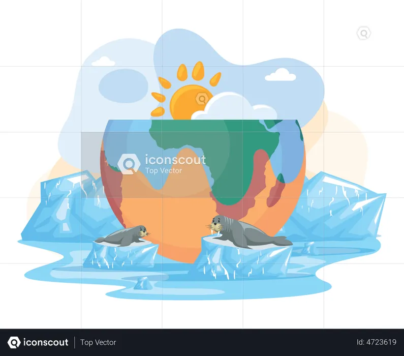 Ice melting due to global warming  Illustration