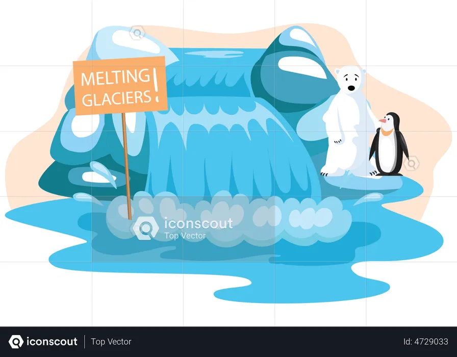 Ice Melting due to global warming  Illustration