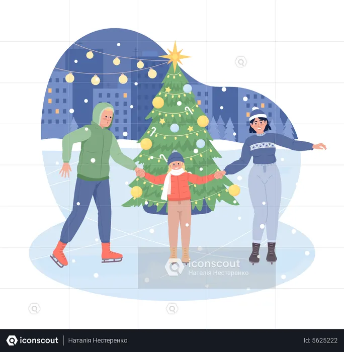 Ice skating with family  Illustration