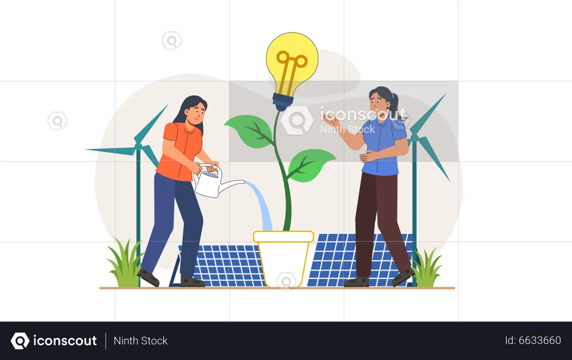 Idea de energía renovable  Ilustración