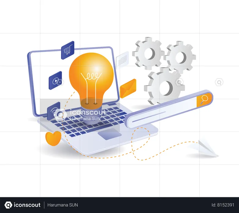 Idea of searching for information on the internet  Illustration