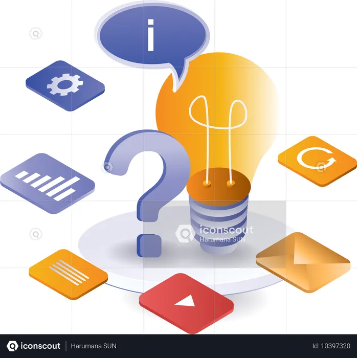 Idelight bulb with many floating icons  Illustration