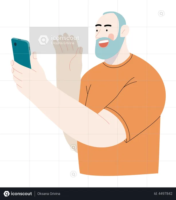 Homem idoso falando ao telefone  Ilustração