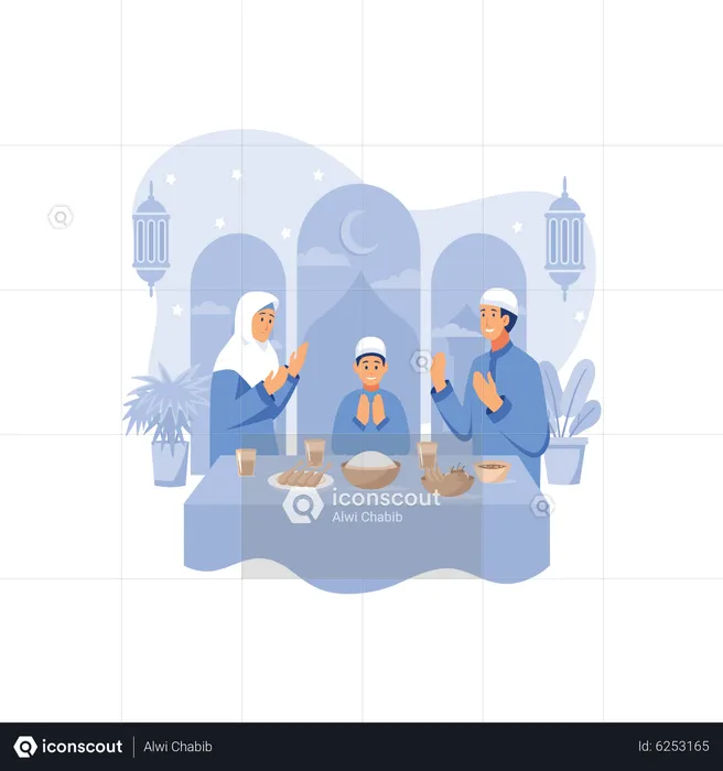 Iftar Eating  Illustration