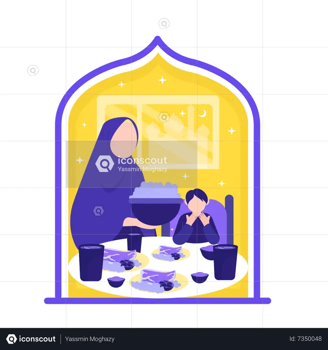 Iftar Lunch Time  Illustration