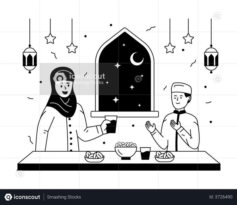 Iftar-Mahlzeit  Illustration
