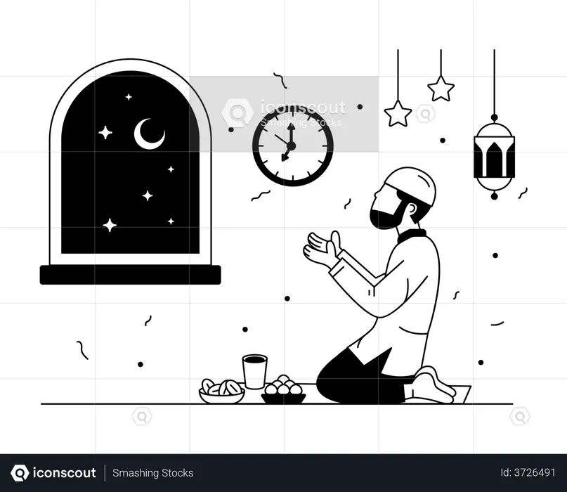 Iftar Prayer  Illustration