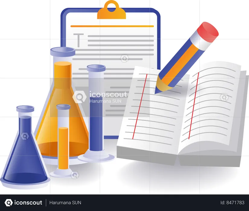 Illustration de l'enregistrement des résultats d'une expérience en laboratoire  Illustration