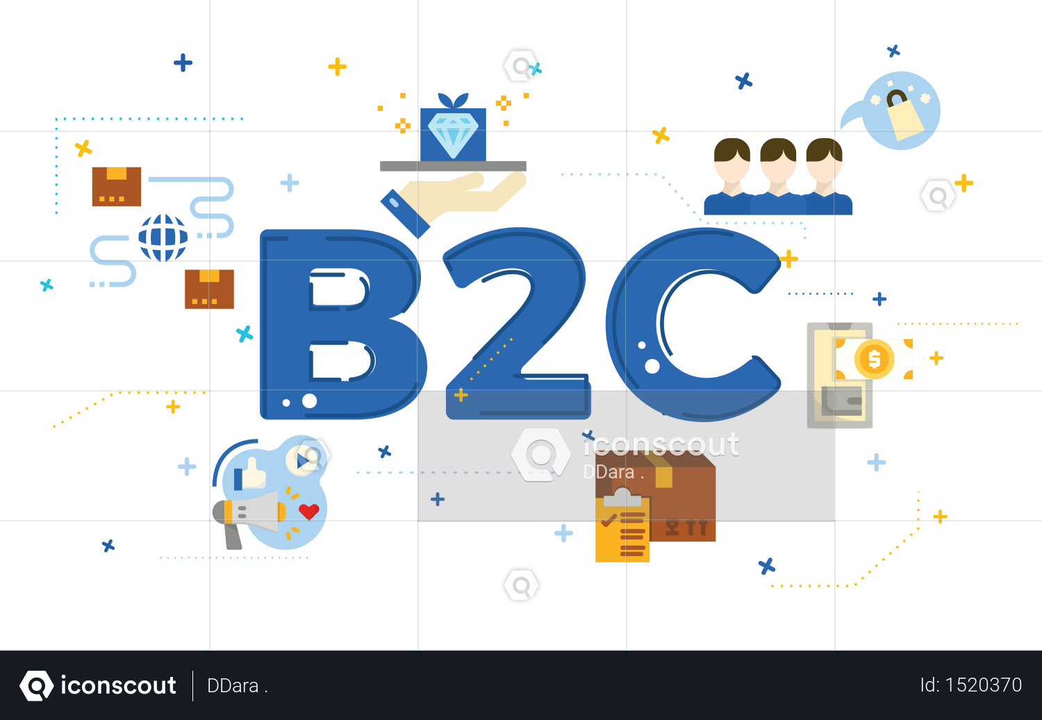 Premium Illustration Of Business To Customer Concept (B2C) With Flat ...