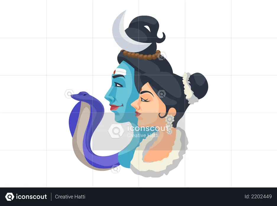 Illustration of Lord Shiva and Mata Parvati - Hindu God  Illustration