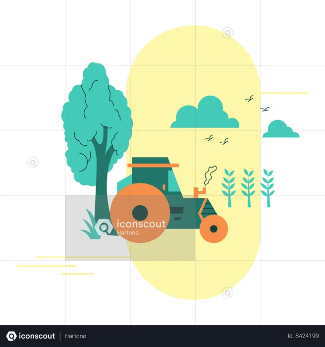 Ilustração vetorial da agricultura.  Ilustração