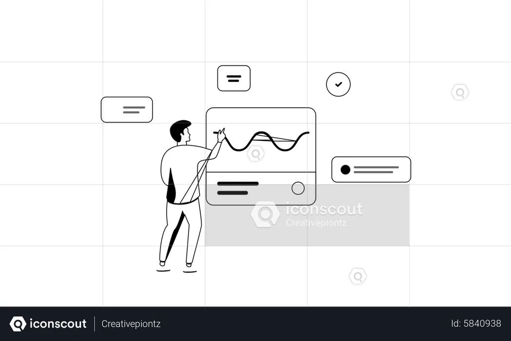 Ilustración del concepto de estadísticas empresariales_Versión oscura  Ilustración