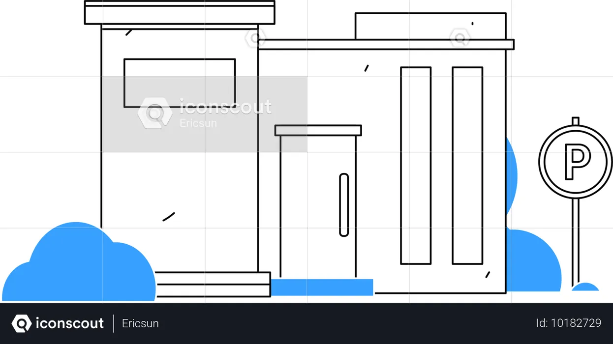 Immeuble avec parking devant  Illustration