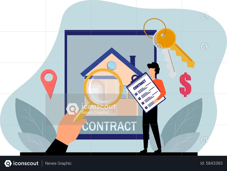 Online-Immobilienvertrag  Illustration