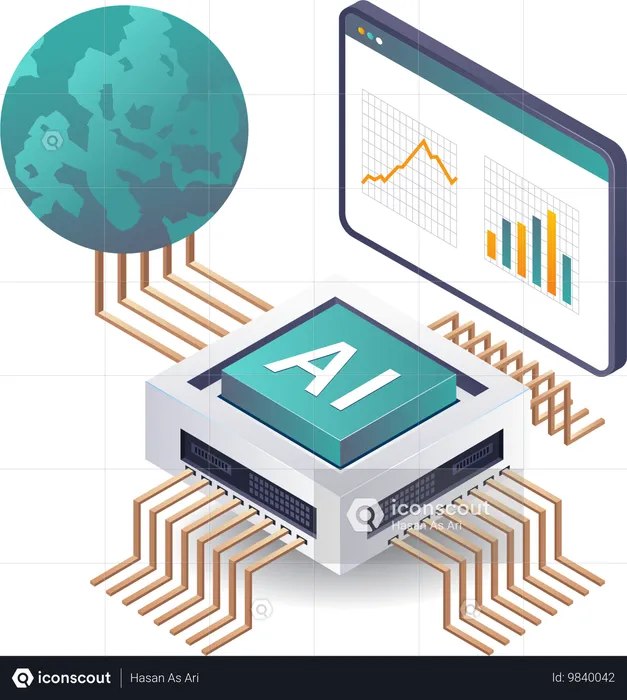 Impacto de la inteligencia artificial en la dinámica global  Ilustración