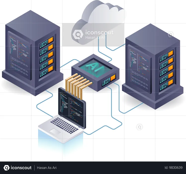 Implémentation de la technologie d'IA pour une sécurité améliorée des serveurs cloud  Illustration