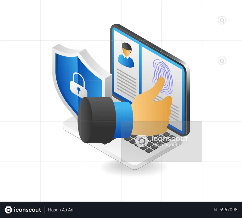 Segurança de impressão digital no computador  Ilustração