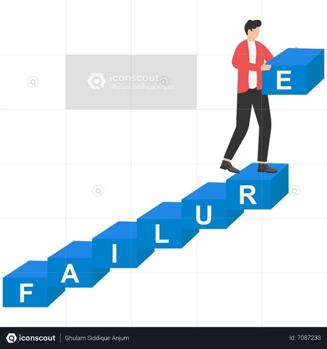 Improve from failure to build up stairs to success  Illustration