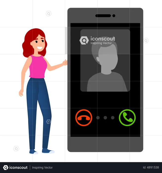 Incoming call from person on mobile phone  Illustration