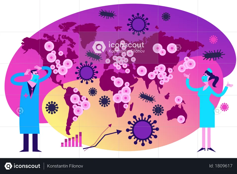 Increase the number of disease in world  Illustration