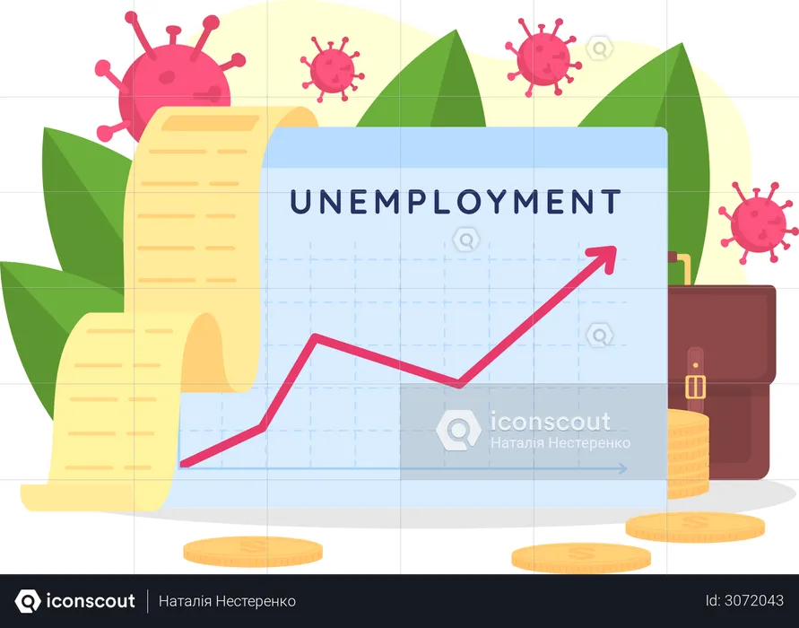 Increasing unemployment chart  Illustration