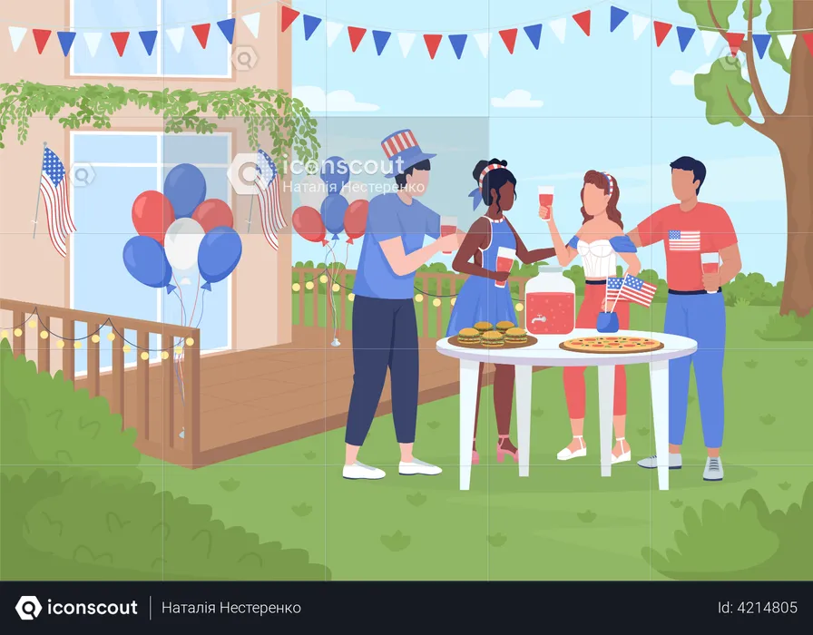 Independence day yard party  Illustration
