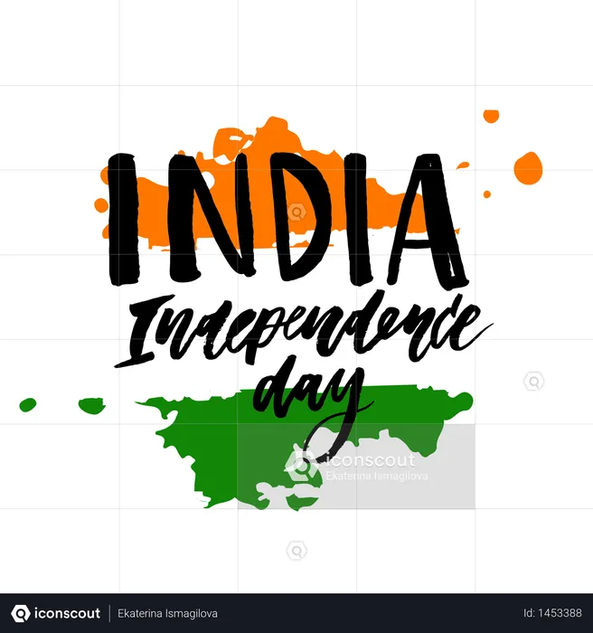 インド独立記念日 8月15日 レタリング カリグラフィー  イラスト