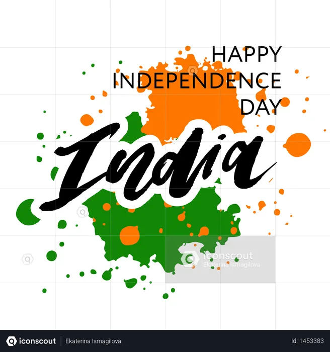 인도 독립 기념일 8월 15일 레터링 서예  일러스트레이션