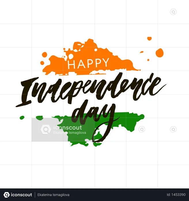 India Independence Day 15 august Lettering Calligraphy  Illustration