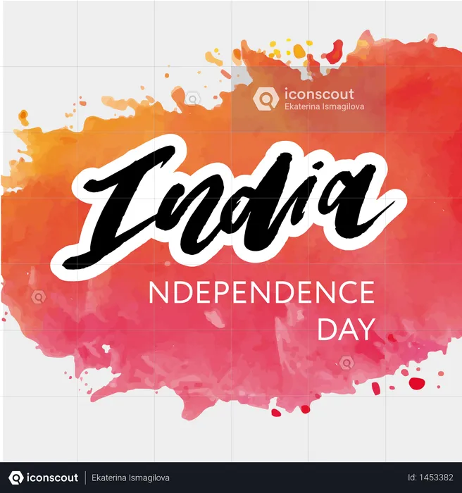 인도 독립 기념일 8월 15일 글자 서예 그림  일러스트레이션