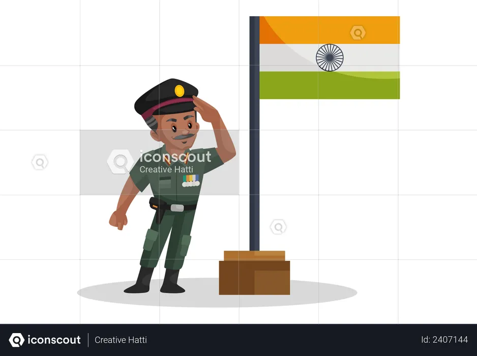 Indian army man celebrating independence day  Illustration