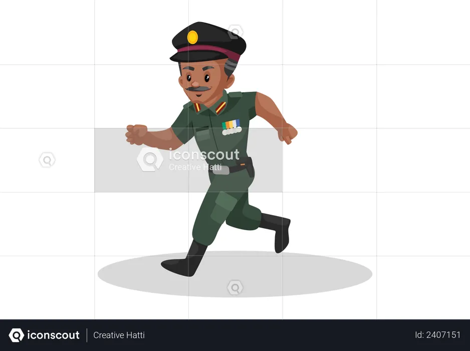 Indian army man running  Illustration