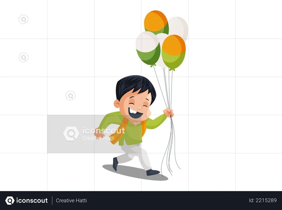 Indian Balloon Vendor with Indian Flag  Illustration