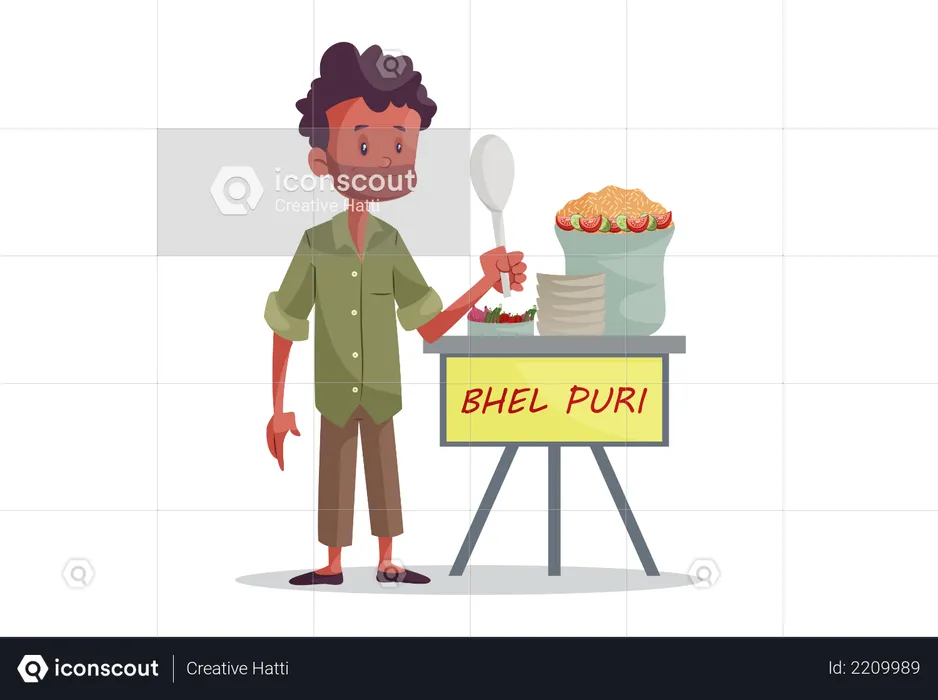 Indian Bhel Puri Vendor  Illustration