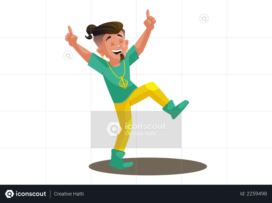 Indian boy is dancing and jumping  Illustration