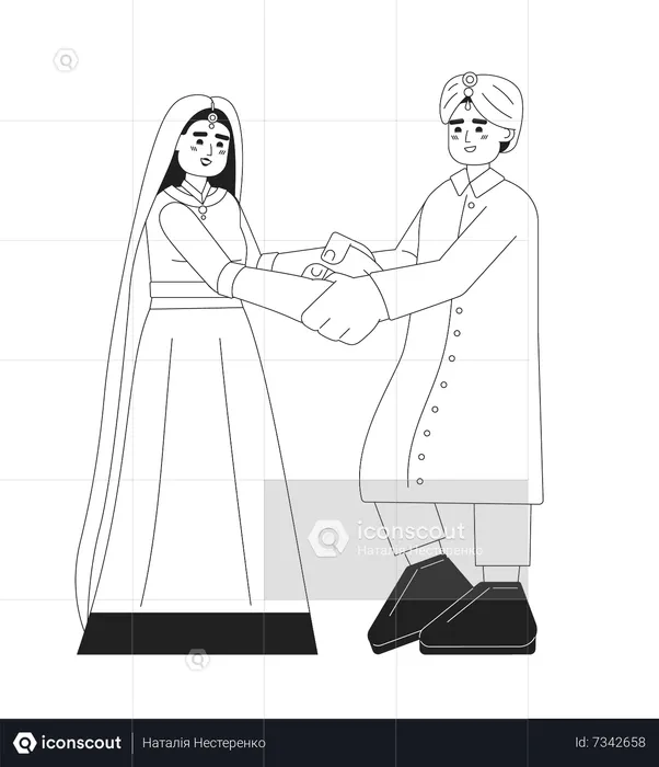 Indian bride and groom reception  Illustration