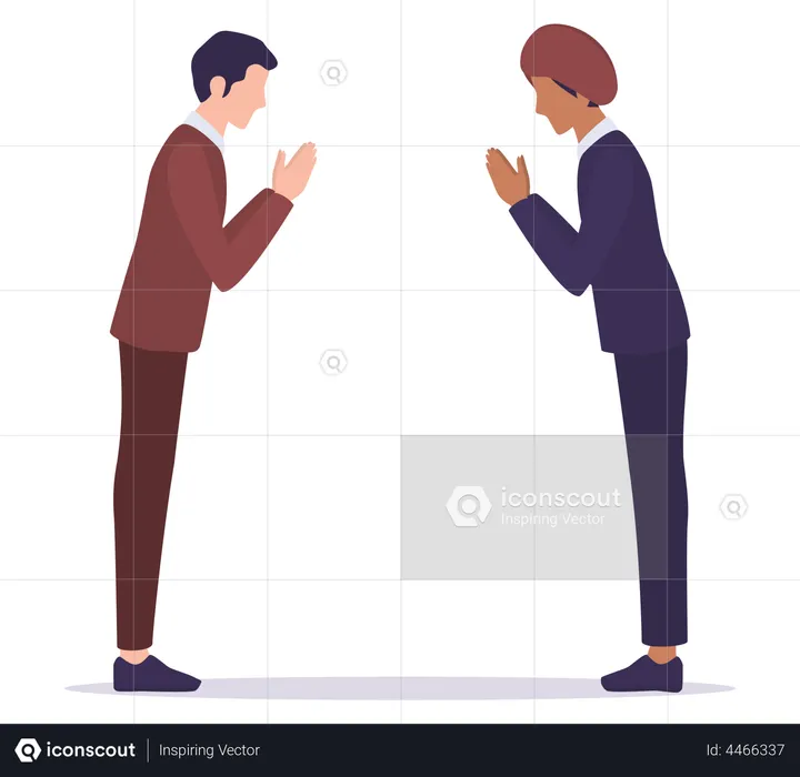 Indian businessman greeting gesture  Illustration