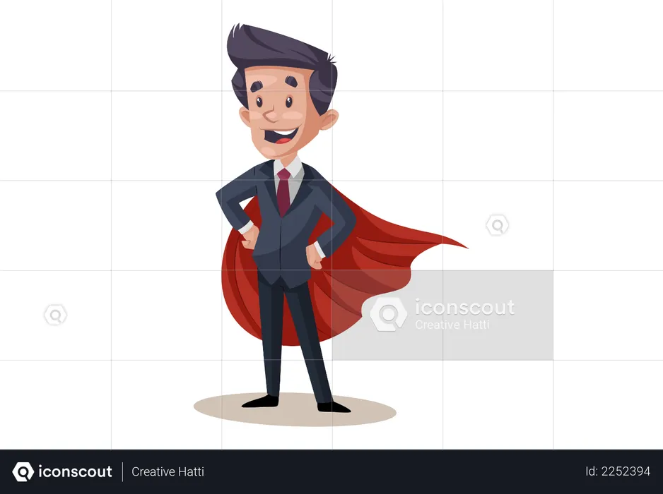 Indian Businessman is wearing superhero cape  Illustration