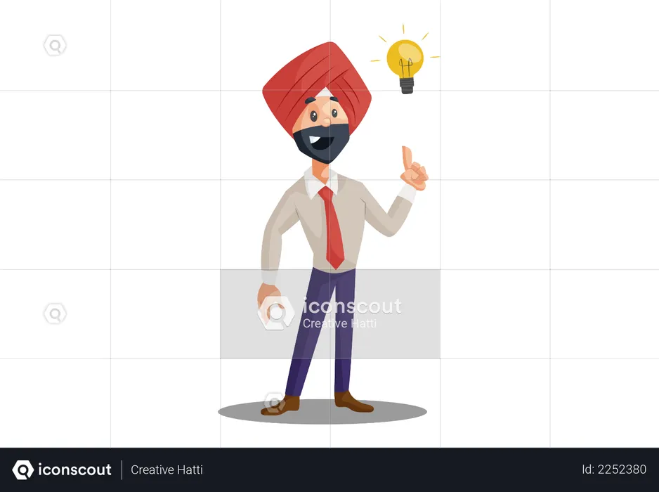 Indian businessman with an idea  Illustration