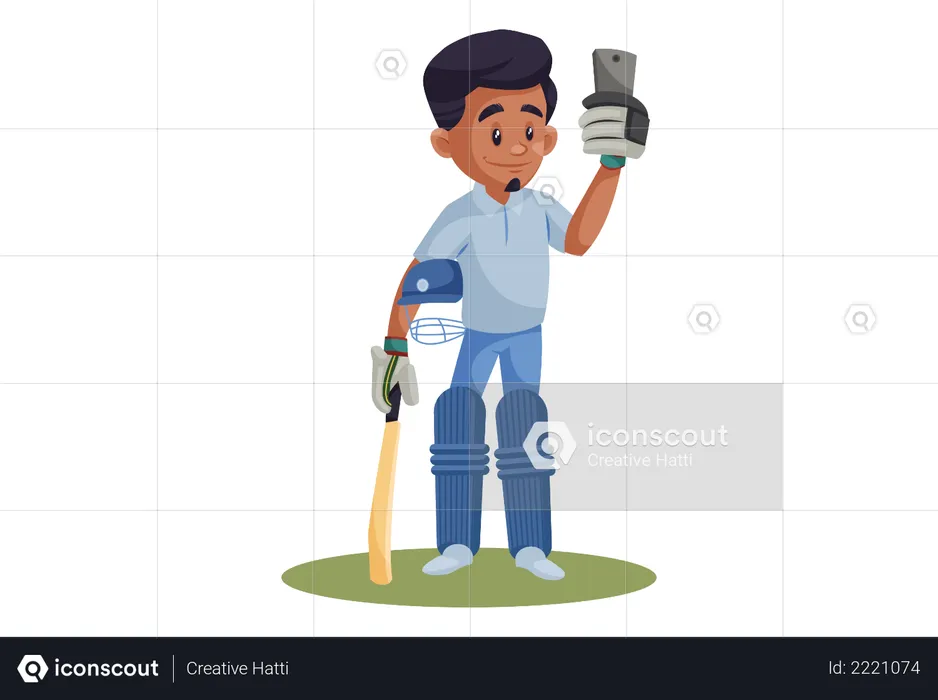Indian Cricket Player Taking Selfie  Illustration