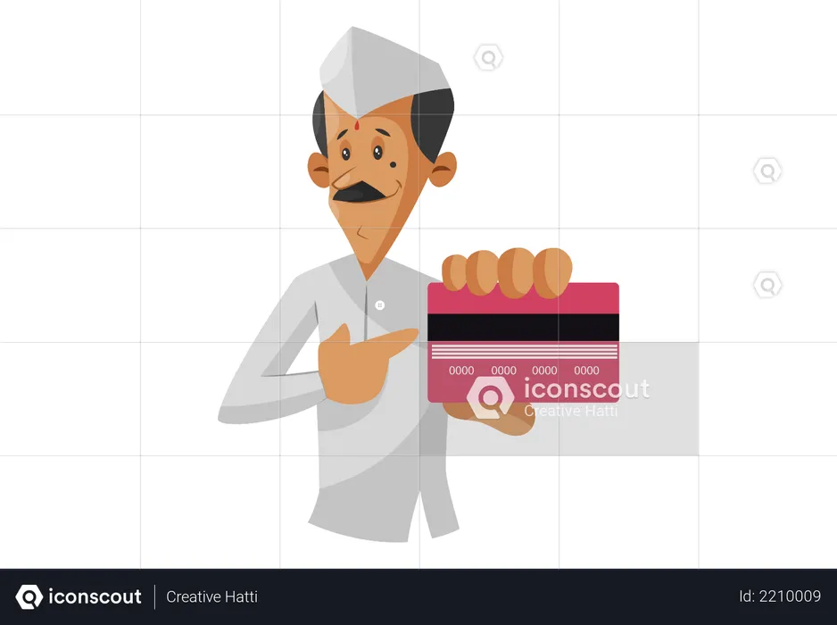Indian Dabbawala showing card for payment  Illustration