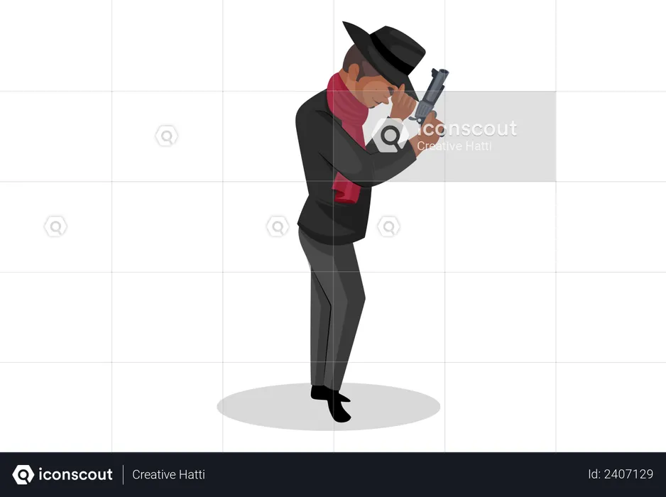 Indian don holding gun  Illustration